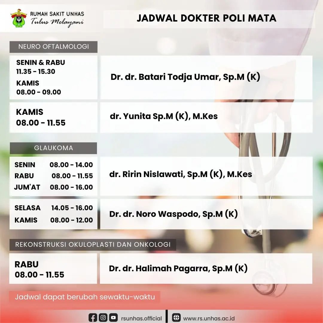 Jadwal Dokter Mata RS Unhas Makassar