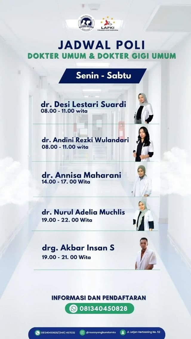 Jadwal Dokter RSU Sayang Bunda Makassar